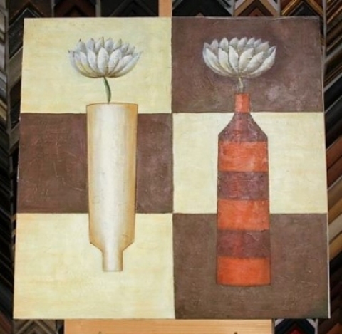 Obraz dvě chryzamtémy 75x75 cm