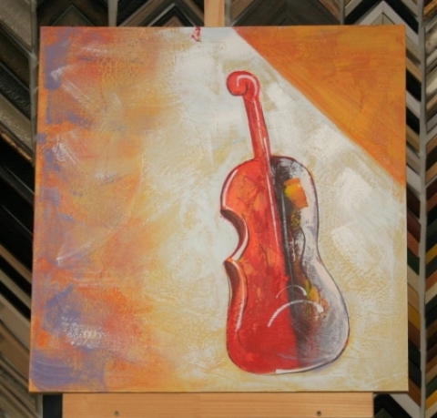 Obraz dvoubarevné housle II  75x75 cm