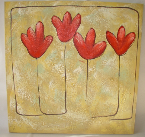 Obraz čtyři tulipány 75x75 cm