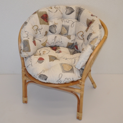 Ratanové křeslo Bahama medové polstr srdce LOVE Maxi