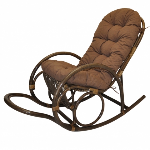 Ratanové houpací křeslo Jenaira hnědé polstr hnědý melír
