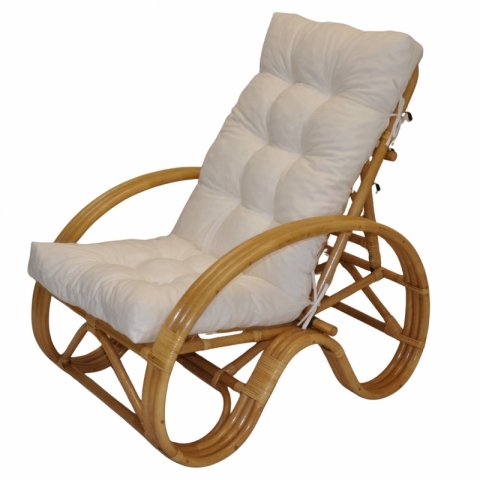 Ratanové křeslo polohovací medové polstr bílý
