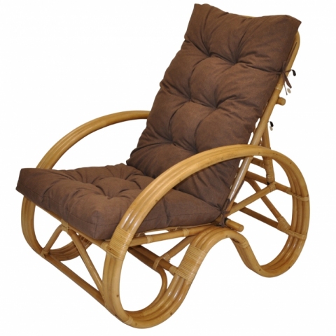 Ratanové křeslo polohovací medové polstr hnědý melír