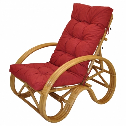 Ratanové křeslo polohovací medové polstr vínový melír