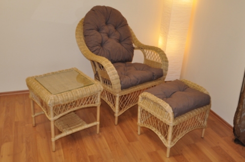 Ratanová sedací souprava Florida pohoda medová - polstry hnědý melír