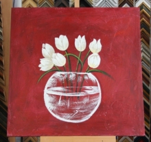 Obraz kytice bílých tulipánů 90x90 cm