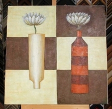 Obraz dvě chryzamtémy 75x75 cm