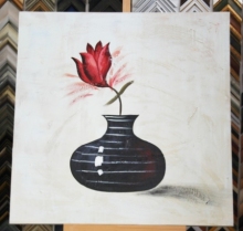 Obraz tulipán v modré váze 90x90 cm