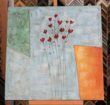 Obraz červená kvítka  90x90 cm