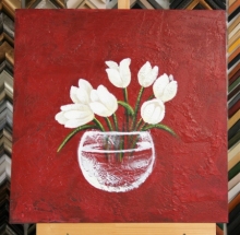 Obraz kytice bílých tulipánů 60x60 cm