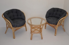 Ratanová sedací souprava Java polstr tmavě šedý melír MAXI