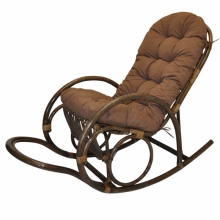 Ratanové houpací křeslo Jenaira hnědé polstr hnědý melír