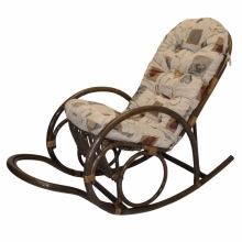 Ratanové houpací křeslo Jenaira hnědé polstr motiv srdce love