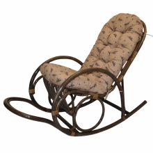 Ratanové houpací křeslo Jenaira hnědé polstr motiv levandule