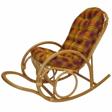 Ratanové houpací křeslo Jenaira medové polstr okrová kostka