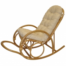 Ratanové houpací křeslo Jenaira medové polstr světle béžový melír