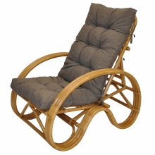 Ratanové křeslo polohovací medové polstr šedý melír