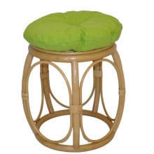 Ratanová taburetka široká medová polstr světle zelený melír