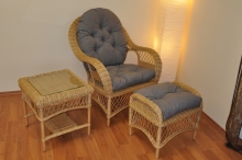 Ratanová sedací souprava Florida pohoda medová - polstry šedý melír