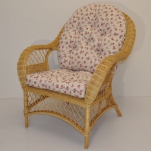 Ratanové křeslo Florida medové polstr motiv růžičky