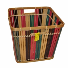 Košík bambusový barevný střední