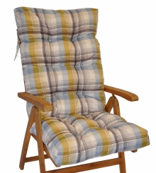 Polstr na teakové zahradní křeslo vysoké - látka UNIKO žlutá kostka